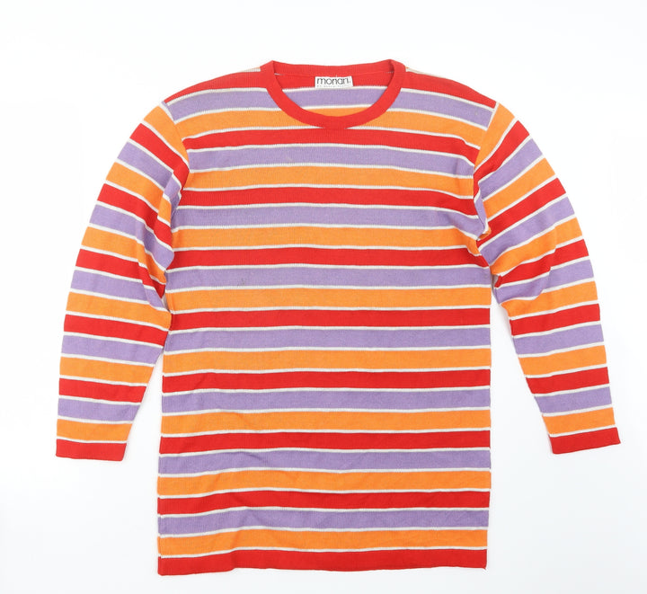 monari Womens Red Striped Pullover Jumper Size 8