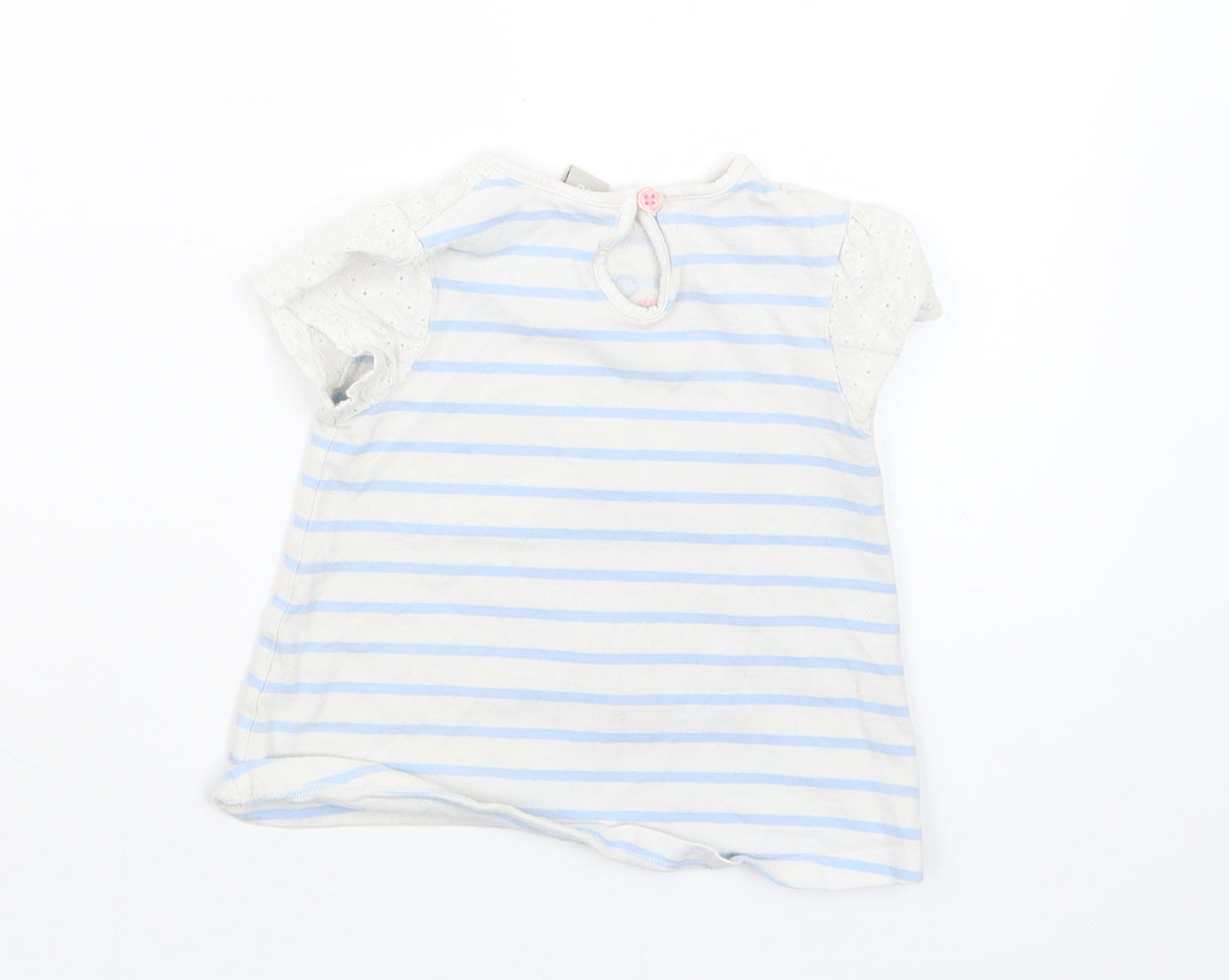 TU Girls Blue Striped  Basic T-Shirt Size 9-12 Months