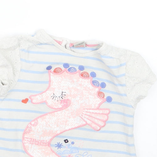 TU Girls Blue Striped  Basic T-Shirt Size 9-12 Months