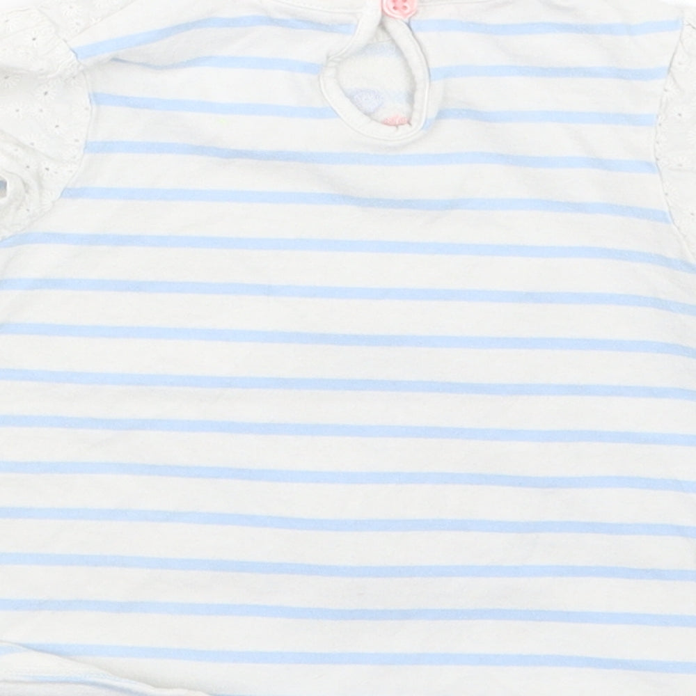 TU Girls Blue Striped  Basic T-Shirt Size 9-12 Months