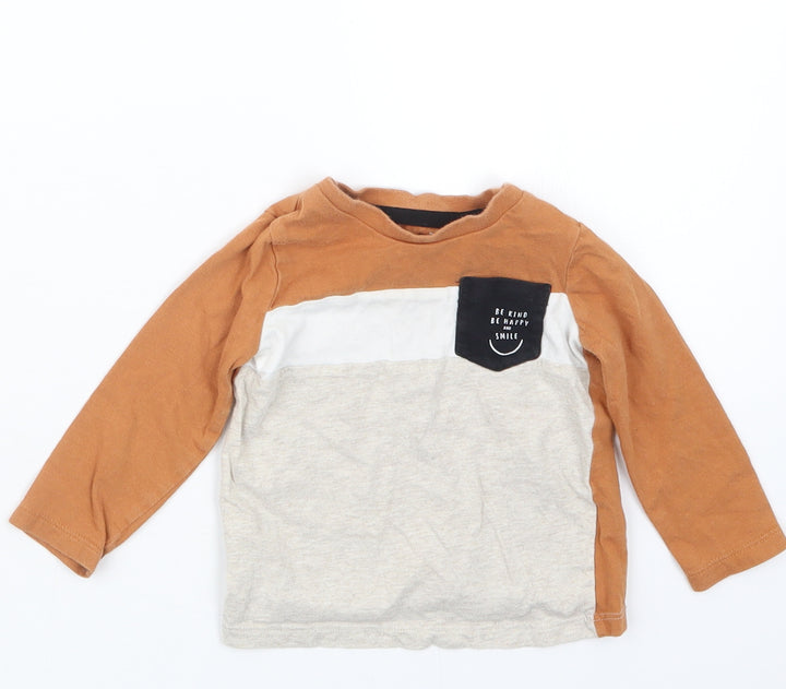 F&F Boys Beige   Basic T-Shirt Size 6-9 Months