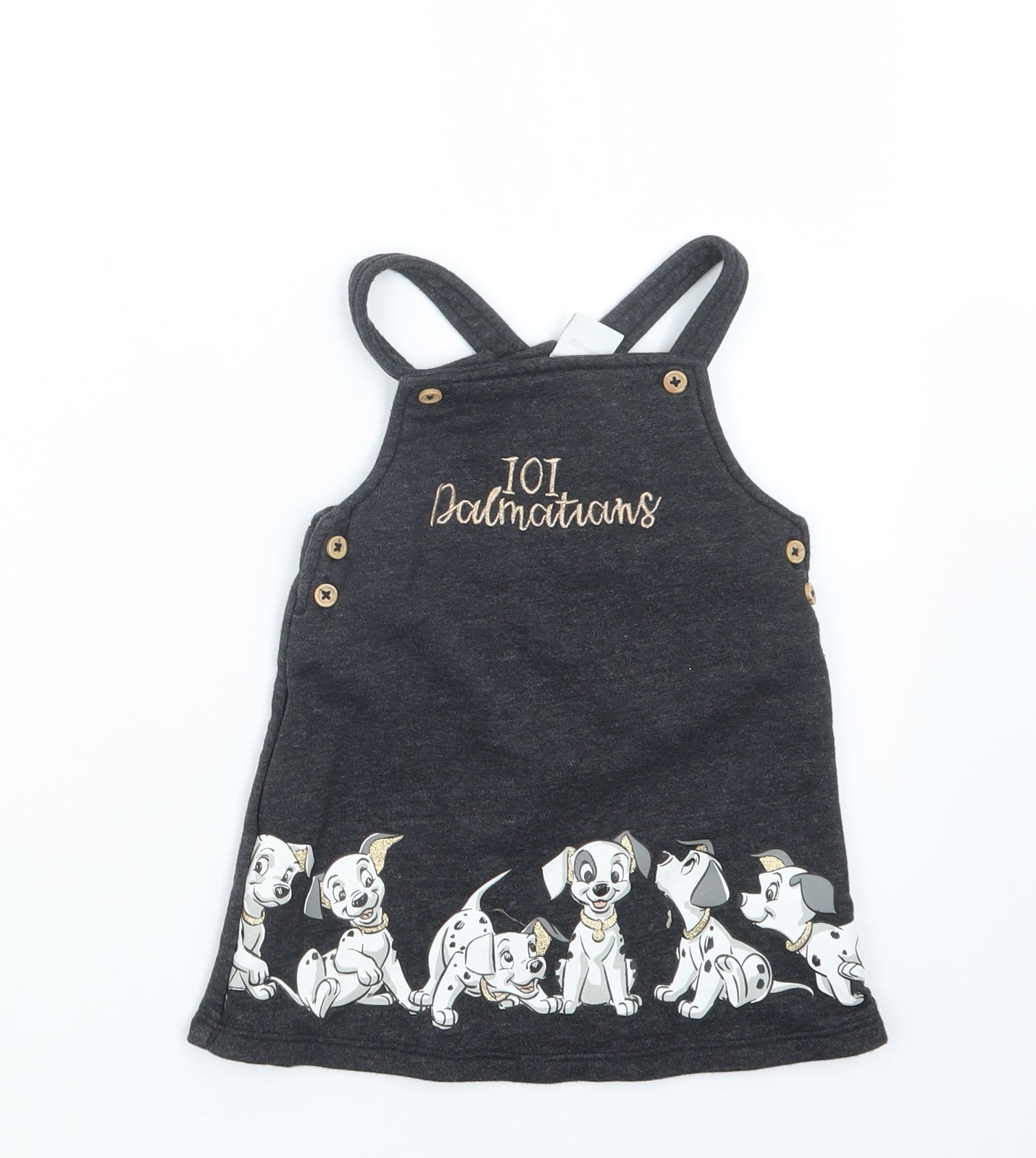 Disney Baby Girls Grey   Pinafore/Dungaree Dress  Size 12-18 Months  - 101 Dalmatians
