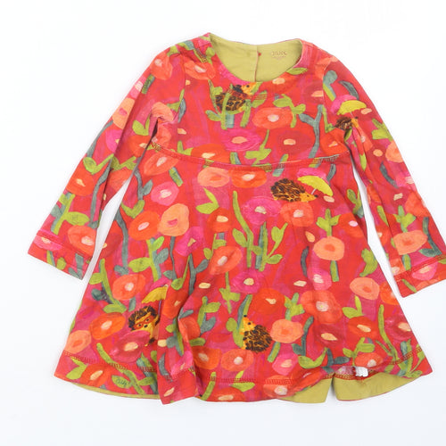 Oilily Girls Red Geometric  T-Shirt Dress  Size 2 Years