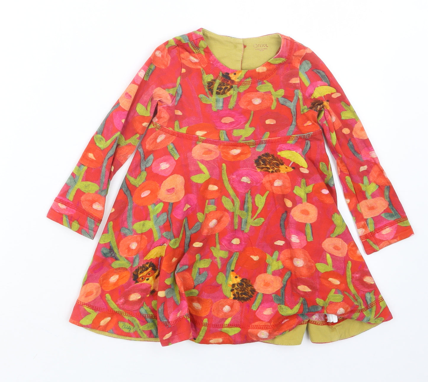 Oilily Girls Red Geometric  T-Shirt Dress  Size 2 Years