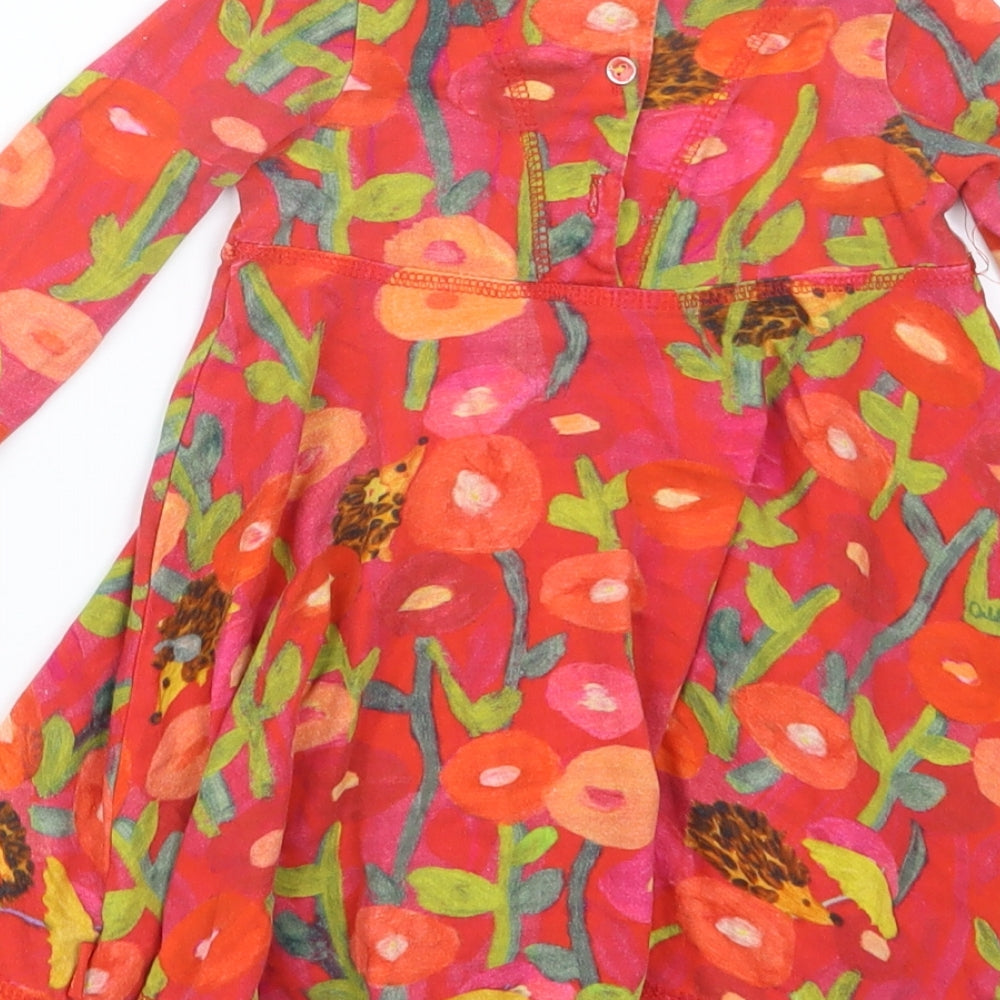 Oilily Girls Red Geometric  T-Shirt Dress  Size 2 Years