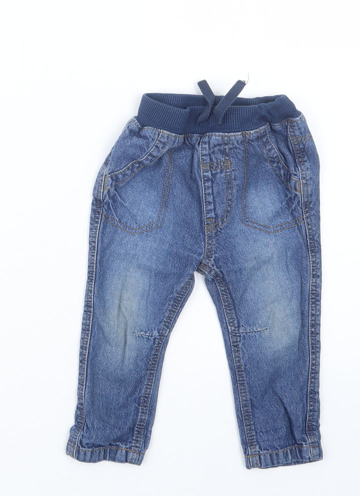 George Boys Blue  Denim Cargo Jeans Size 6-9 Months