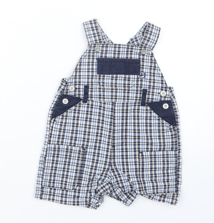 BHS Boys Blue Check Dungaree Outfit/Set Size 3-6 Months