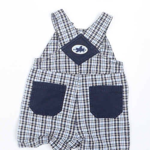 BHS Boys Blue Check  Dungaree Outfit/Set Size 3-6 Months