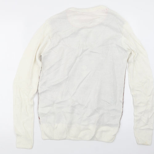 Brave Soul Mens Ivory  Knit Pullover Jumper Size S  - Christmas