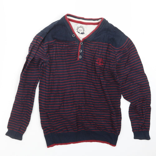 Rebel Athletic Boys Red Striped Knit Pullover Jumper Size 11-12 Years