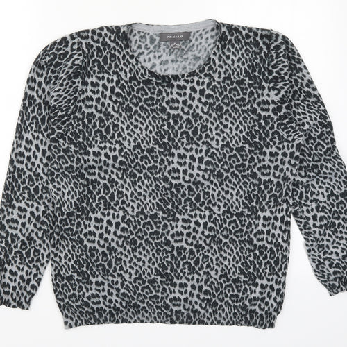 Primark Womens Grey Animal Print Knit Pullover Jumper Size 12