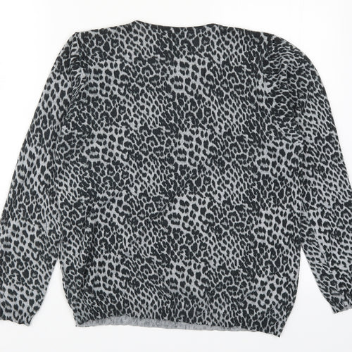 Primark Womens Grey Animal Print Knit Pullover Jumper Size 12