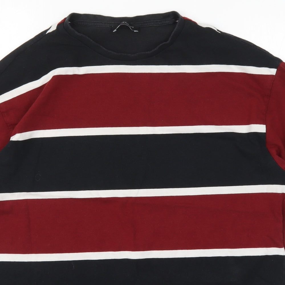 New Look Mens Red Striped   T-Shirt Size M