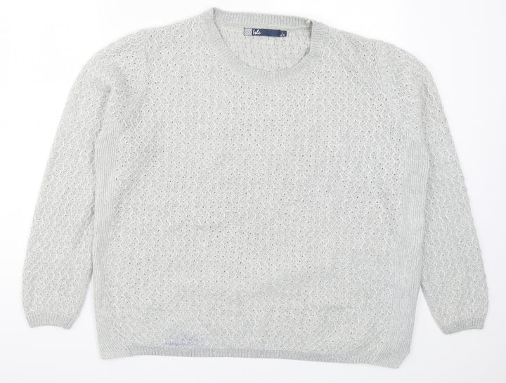 Isle Womens Grey Knit Pullover Jumper Size 18