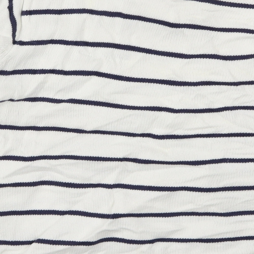 Marks and Spencer Womens White Striped Knit Pullover Jumper Size 14