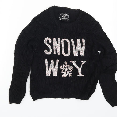 Primark Girls Black  Knit Pullover Jumper Size 8-9 Years  - Snow Way