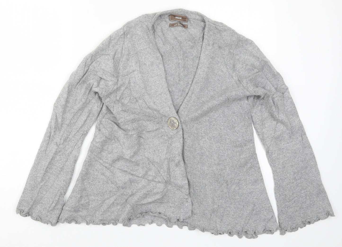 Marks and Spencer Womens Grey  Knit Cardigan Jumper Size 14