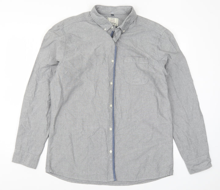George Mens Grey Button-Up Size L
