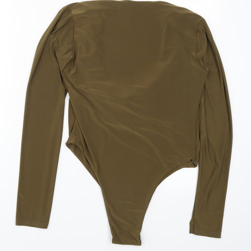 PRETTYLITTLETHING Womens Brown   Bodysuit One-Piece Size 12  - Khaki