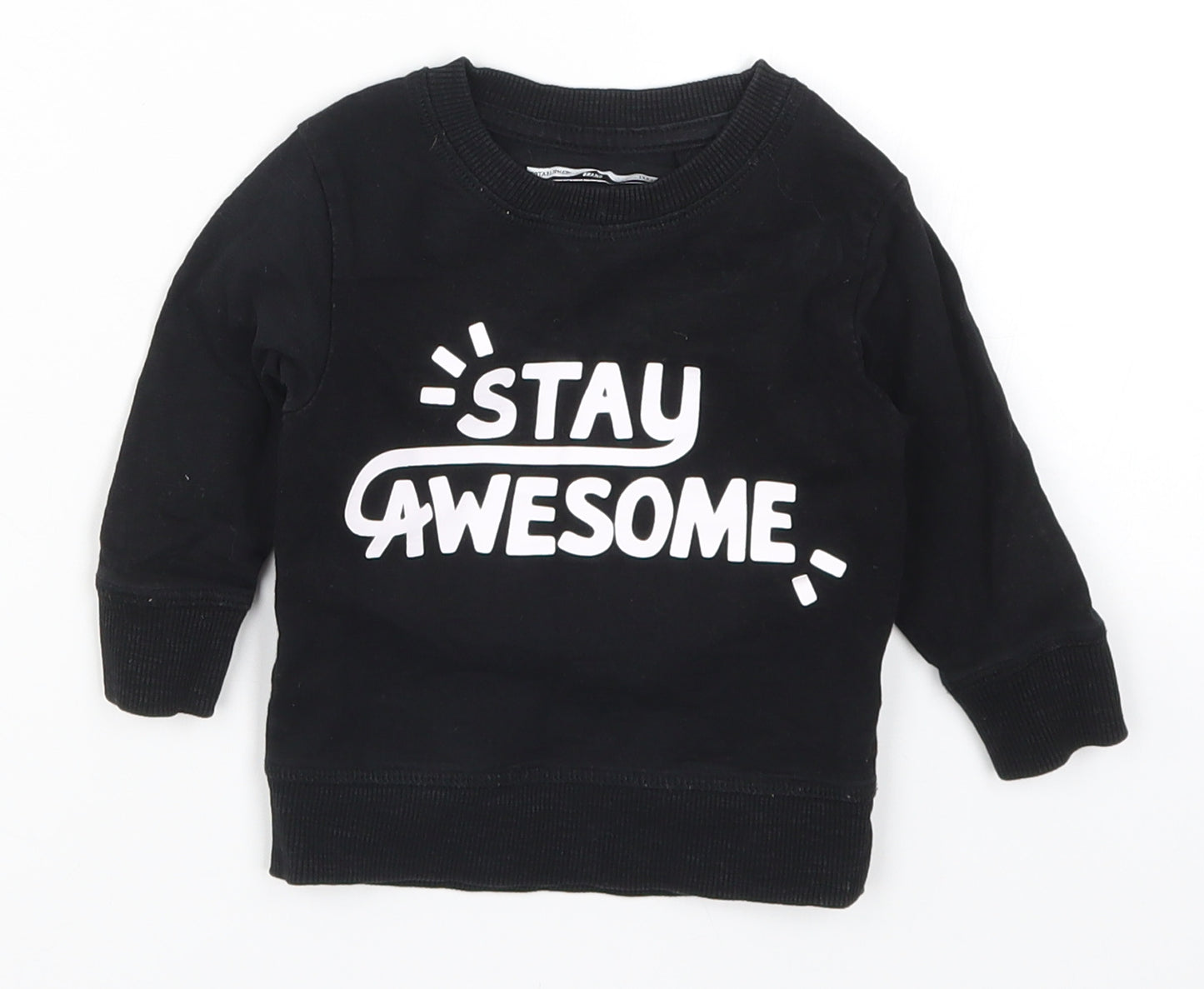 NEXT Boys Black   Basic T-Shirt Size 6-9 Months  - Stay Awesome