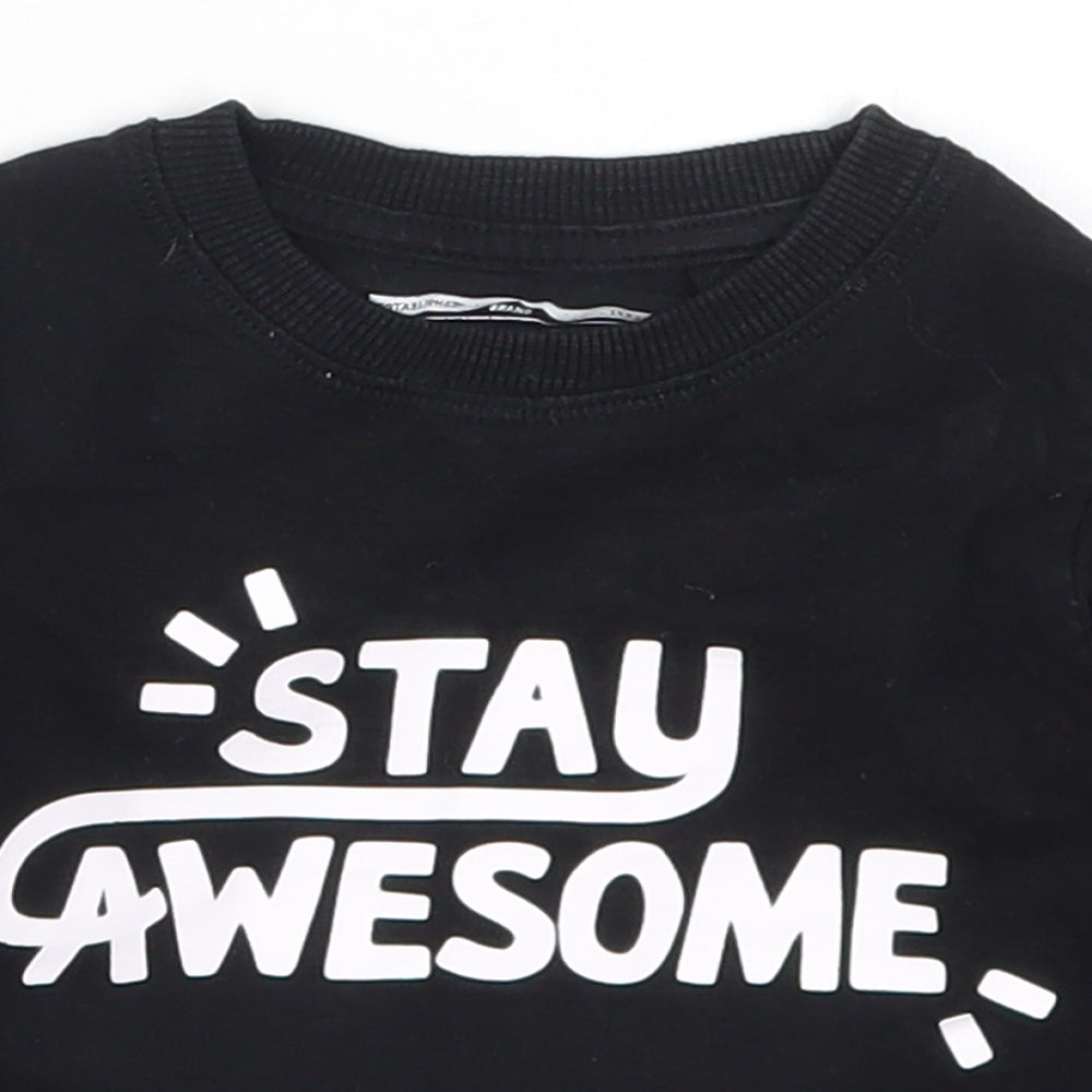 NEXT Boys Black   Basic T-Shirt Size 6-9 Months  - Stay Awesome