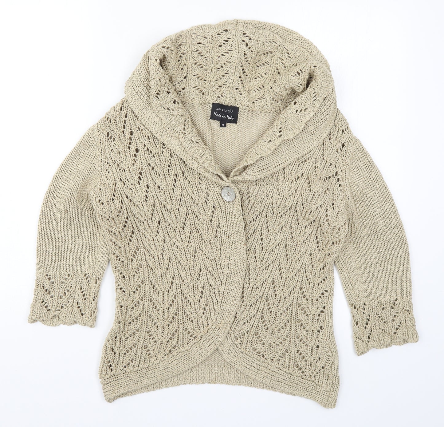 Per Una Womens Beige  Knit Cardigan Jumper Size M