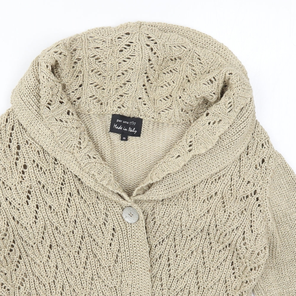 Per Una Womens Beige  Knit Cardigan Jumper Size M