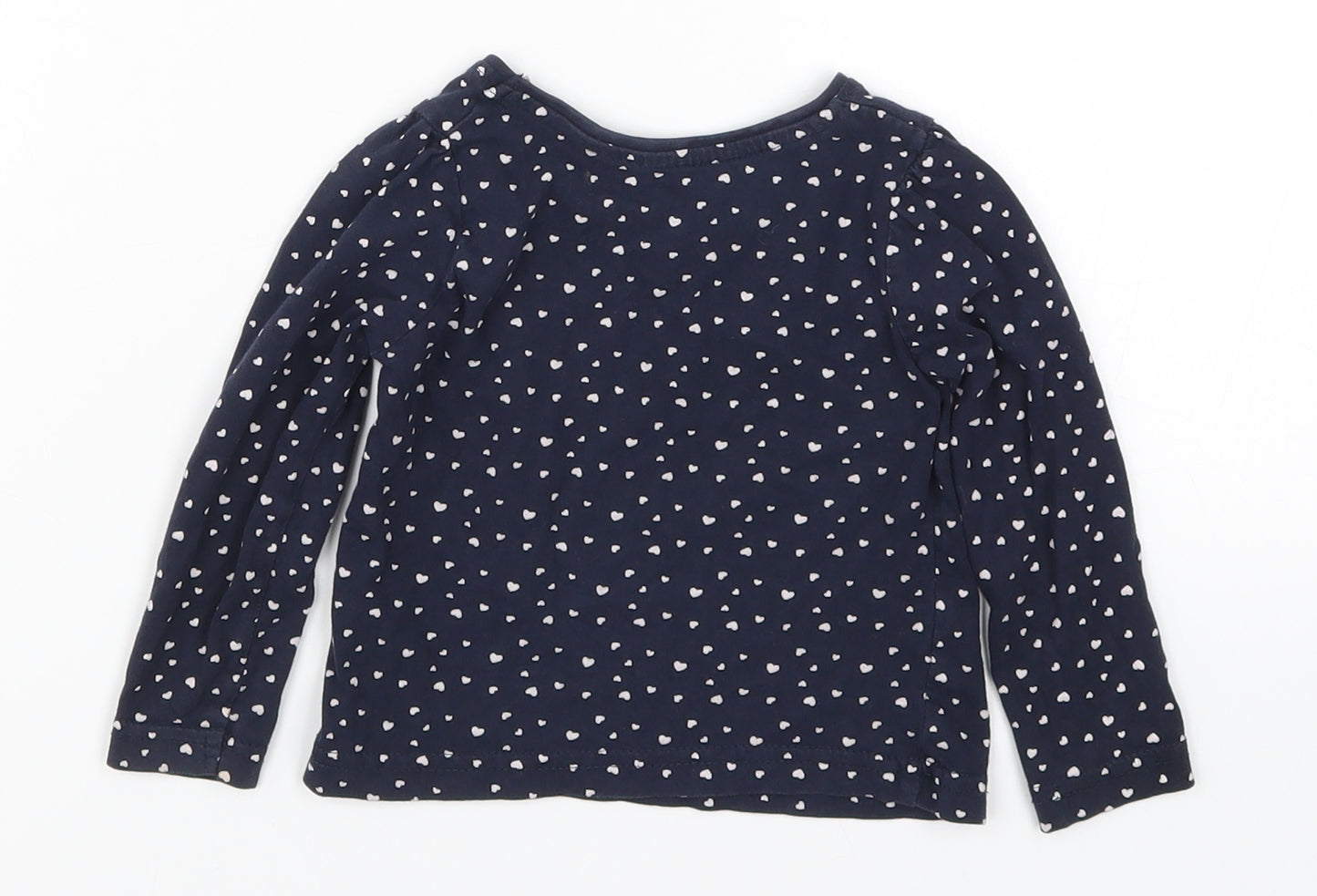 Primark Girls Blue   Basic T-Shirt Size 18-24 Months  - Be Happy Love Hearts