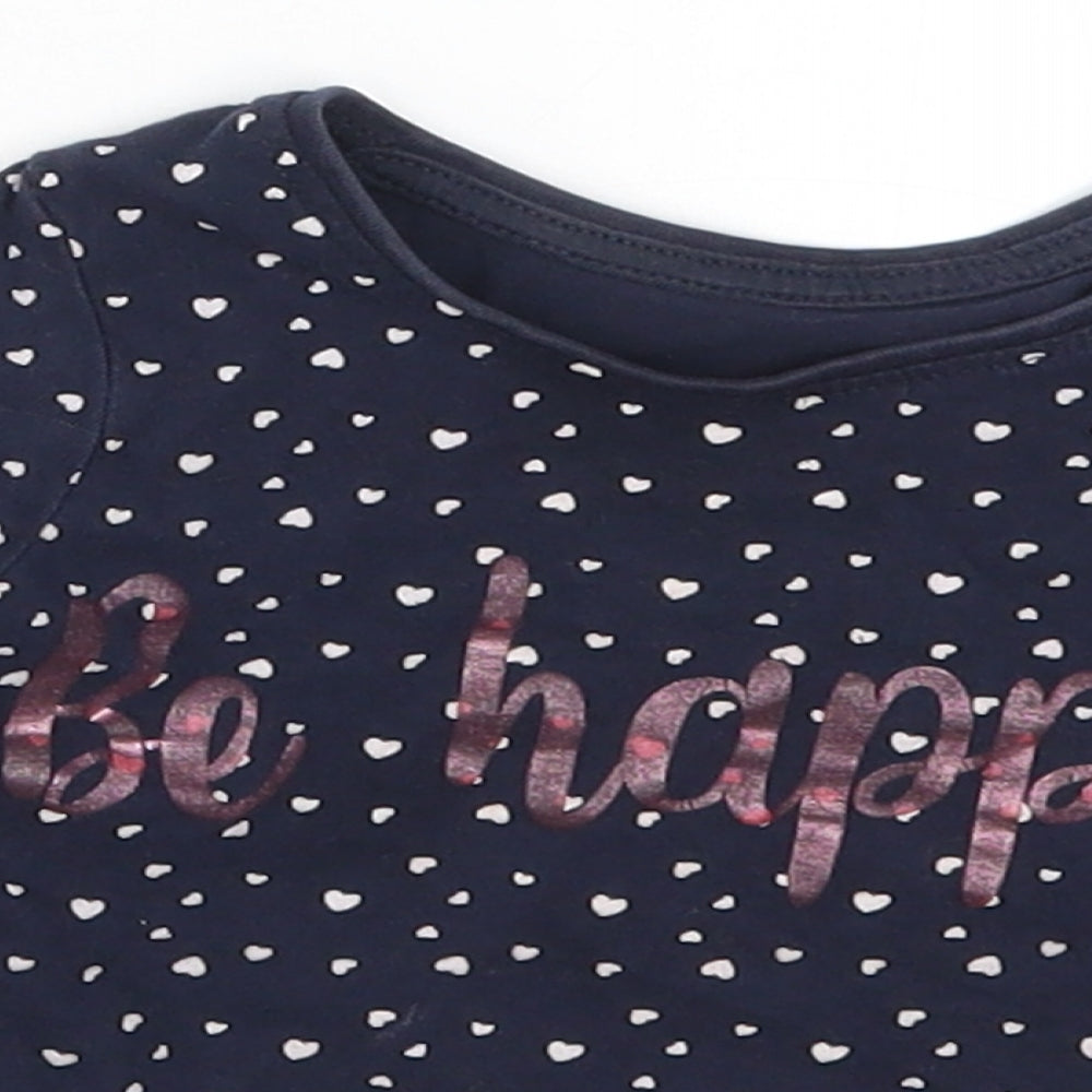 Primark Girls Blue   Basic T-Shirt Size 18-24 Months  - Be Happy Love Hearts