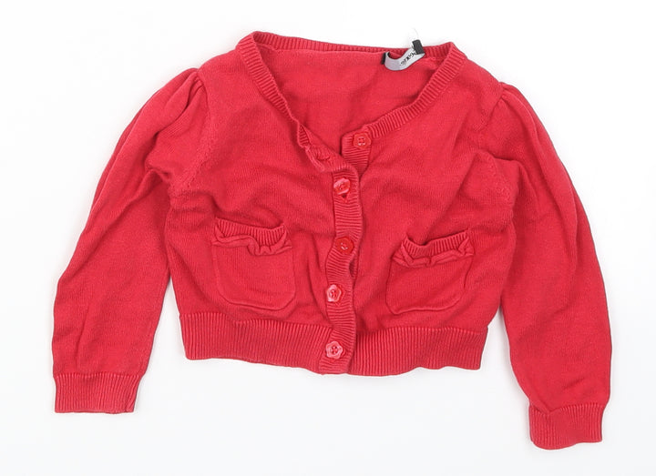 George Boys Red Knit Cardigan Jumper Size 12-13 Years