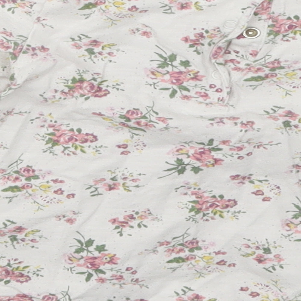 NEXT Girls White Floral  Basic T-Shirt Size 9-12 Months  - Pink Flowers