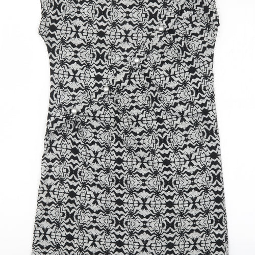 Jasmine Womens Grey Geometric  A-Line  Size 8