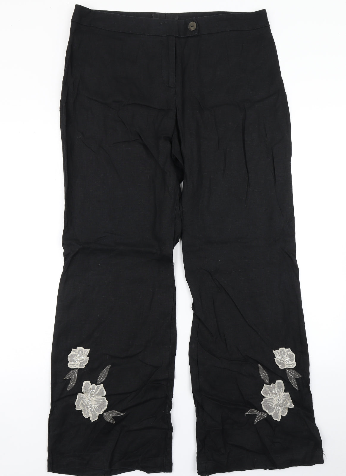 H&M Womens Black   Trousers  Size 16 L28 in