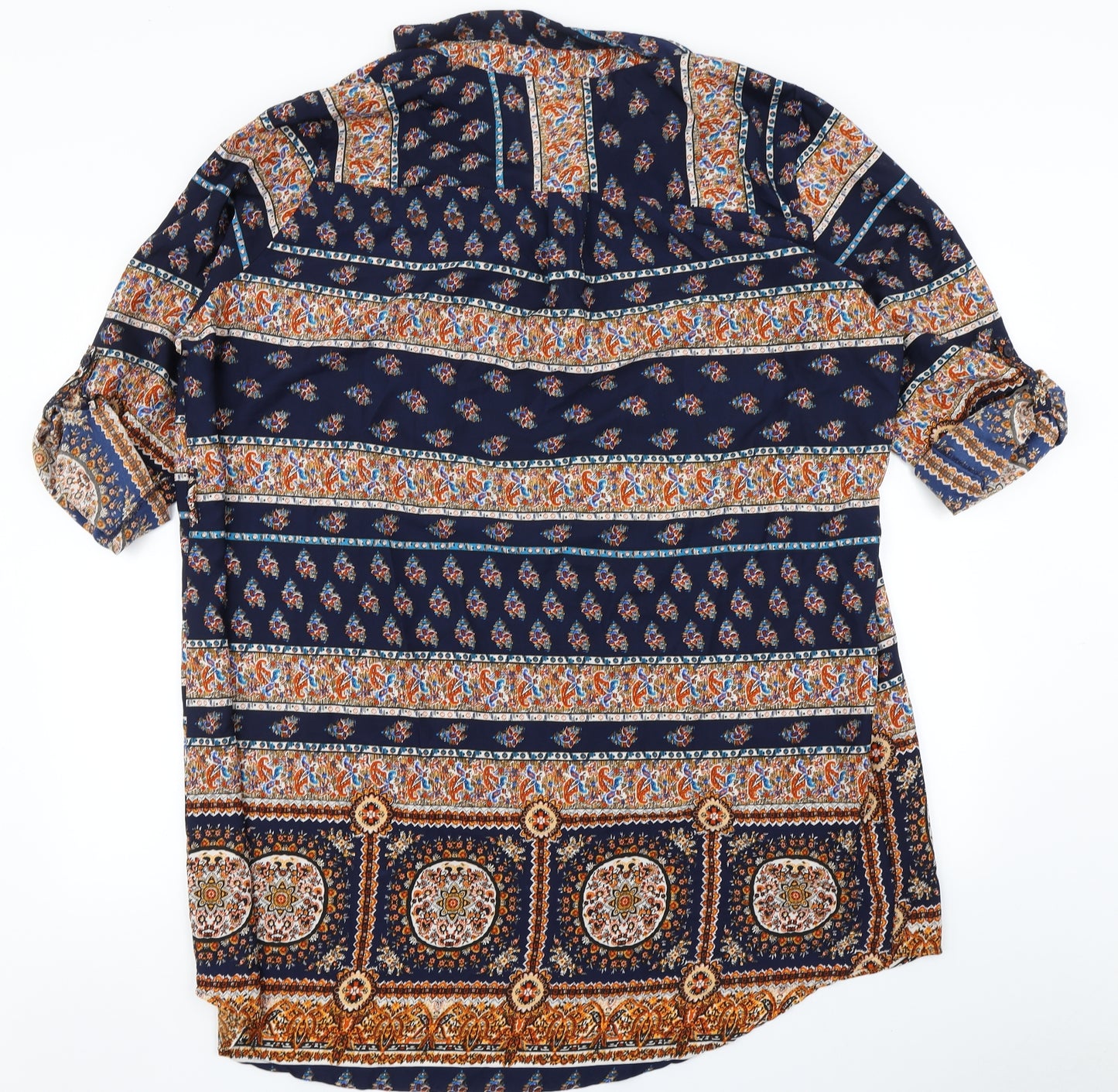 AX Paris Womens Blue Fair Isle  Basic Button-Up Size 20  - Longline