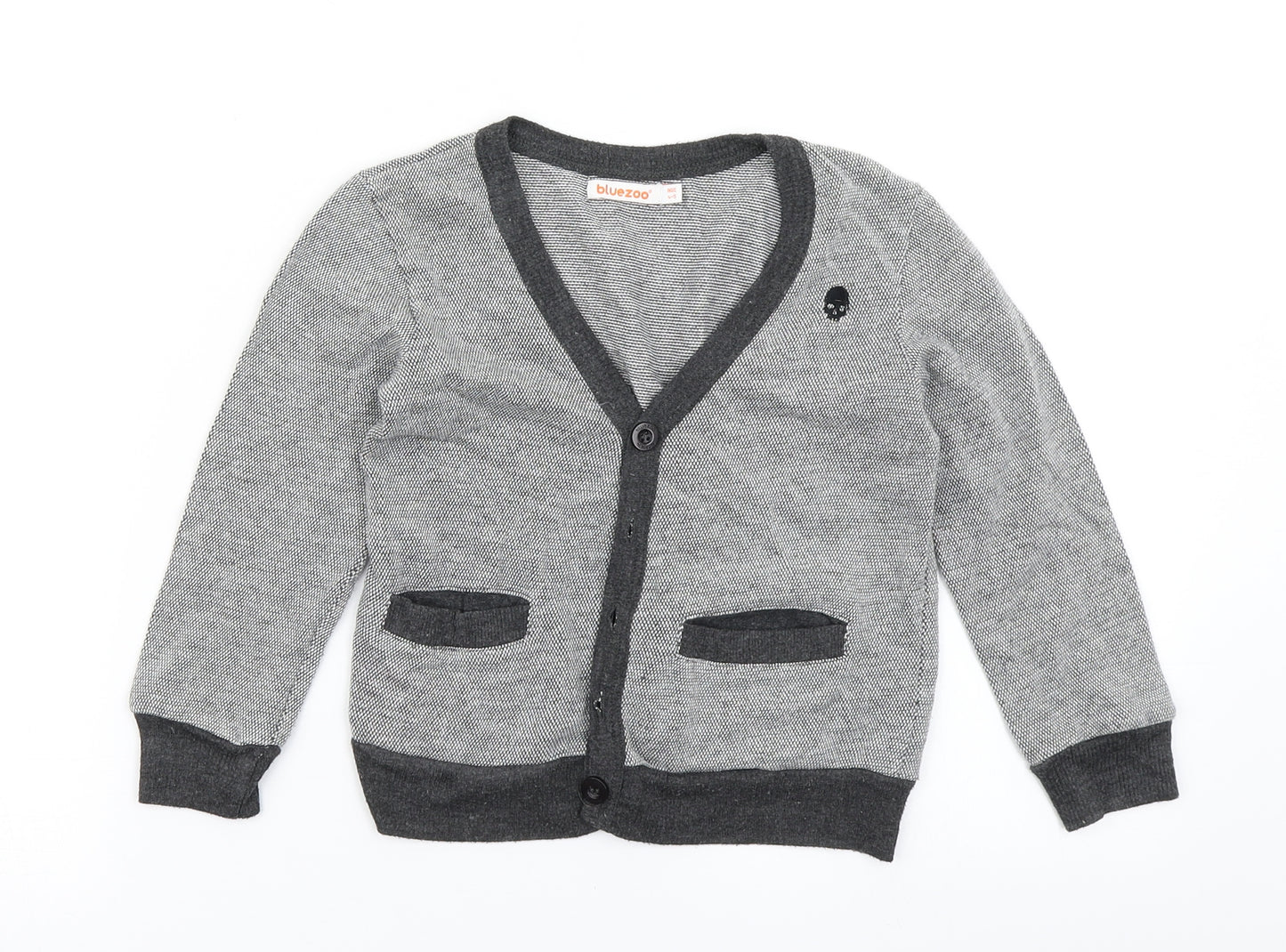 bluezoo Boys Grey  Knit Cardigan Jumper Size 4-5 Years
