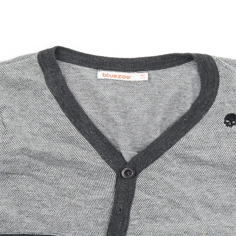bluezoo Boys Grey  Knit Cardigan Jumper Size 4-5 Years