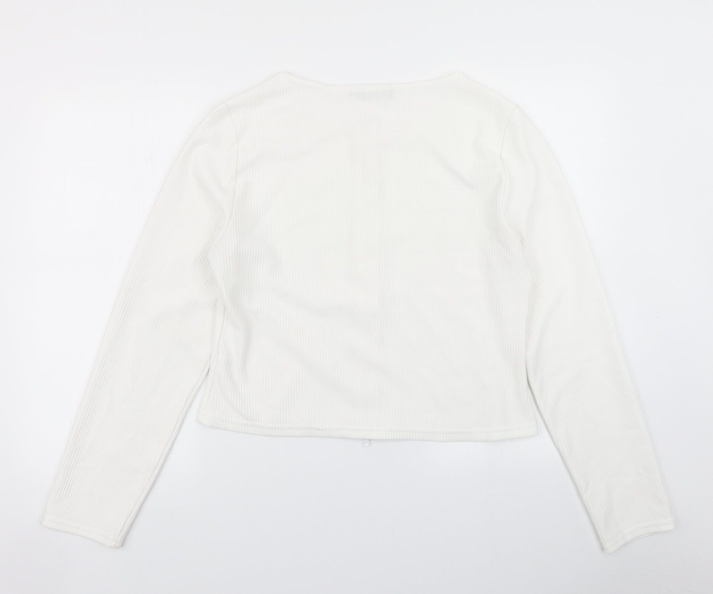 PRETTYLITTLETHING Womens White   Full Zip Sweatshirt Size 14