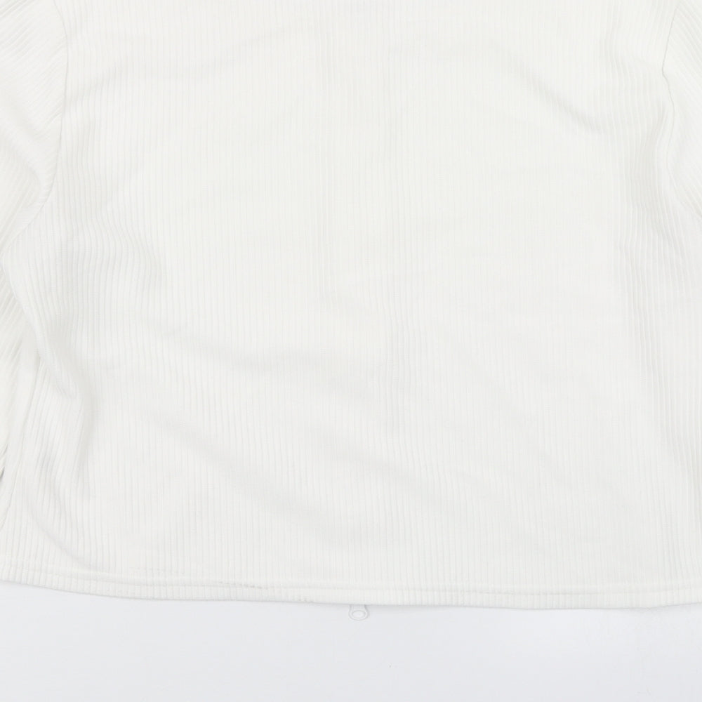 PRETTYLITTLETHING Womens White   Full Zip Sweatshirt Size 14