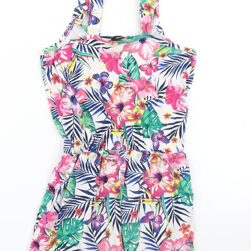 George Girls White Floral  Playsuit One-Piece Size 7-8 Years
