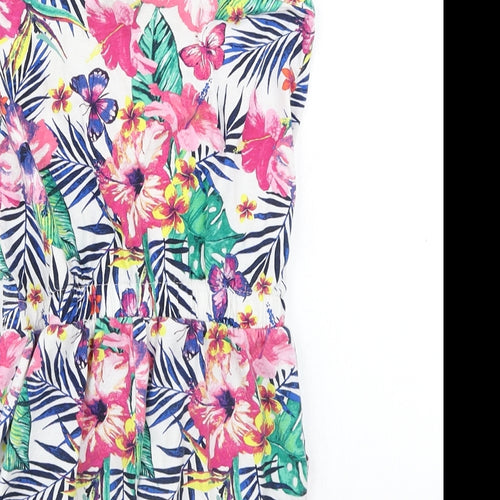 George Girls White Floral  Playsuit One-Piece Size 7-8 Years
