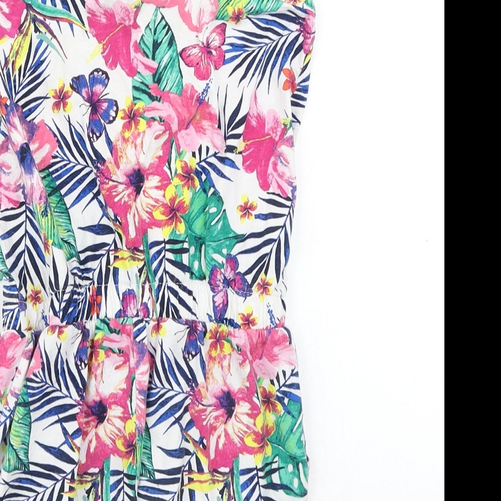 George Girls White Floral  Playsuit One-Piece Size 7-8 Years