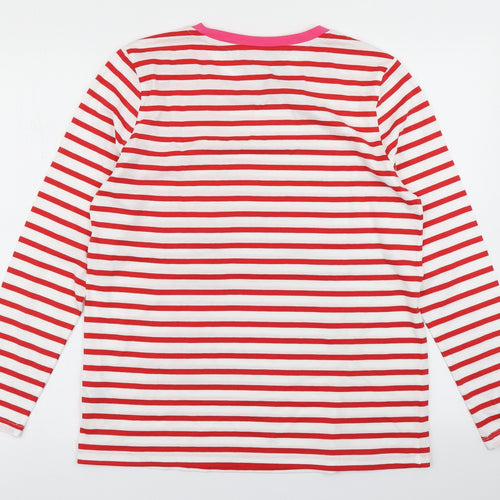 M&S Collection Womens White Striped  Basic T-Shirt Size 12
