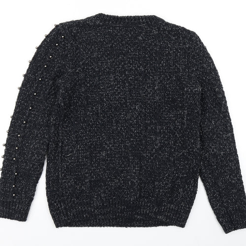 Papaya Womens Black  Knit Pullover Jumper Size S