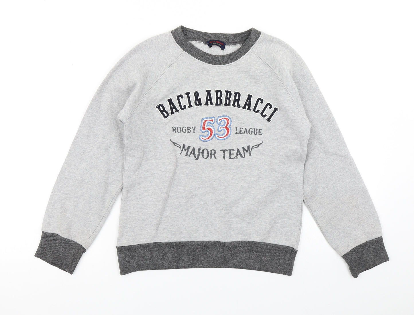 Baci & Abbracci Boys Grey Colourblock  Pullover Sweatshirt Size S