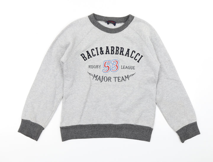 Baci & Abbracci Boys Grey Colourblock  Pullover Sweatshirt Size S