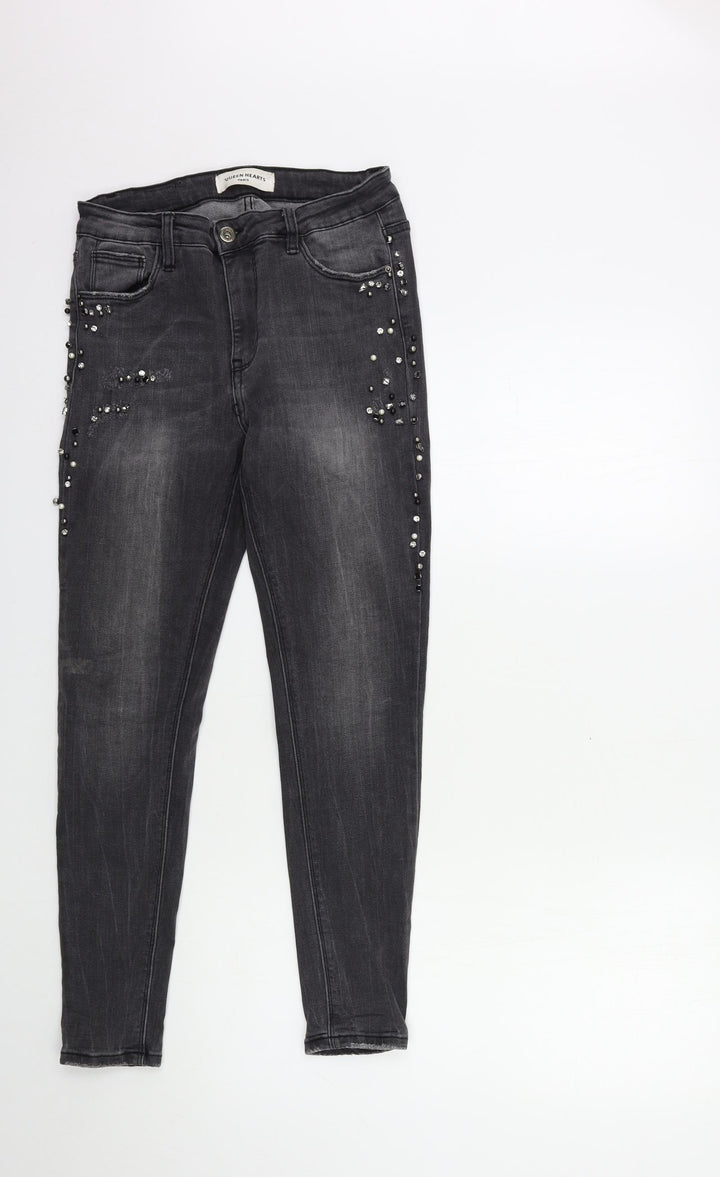 Queen Hearts Womens Black  Denim Skinny Jeans Size 26 in L27 in