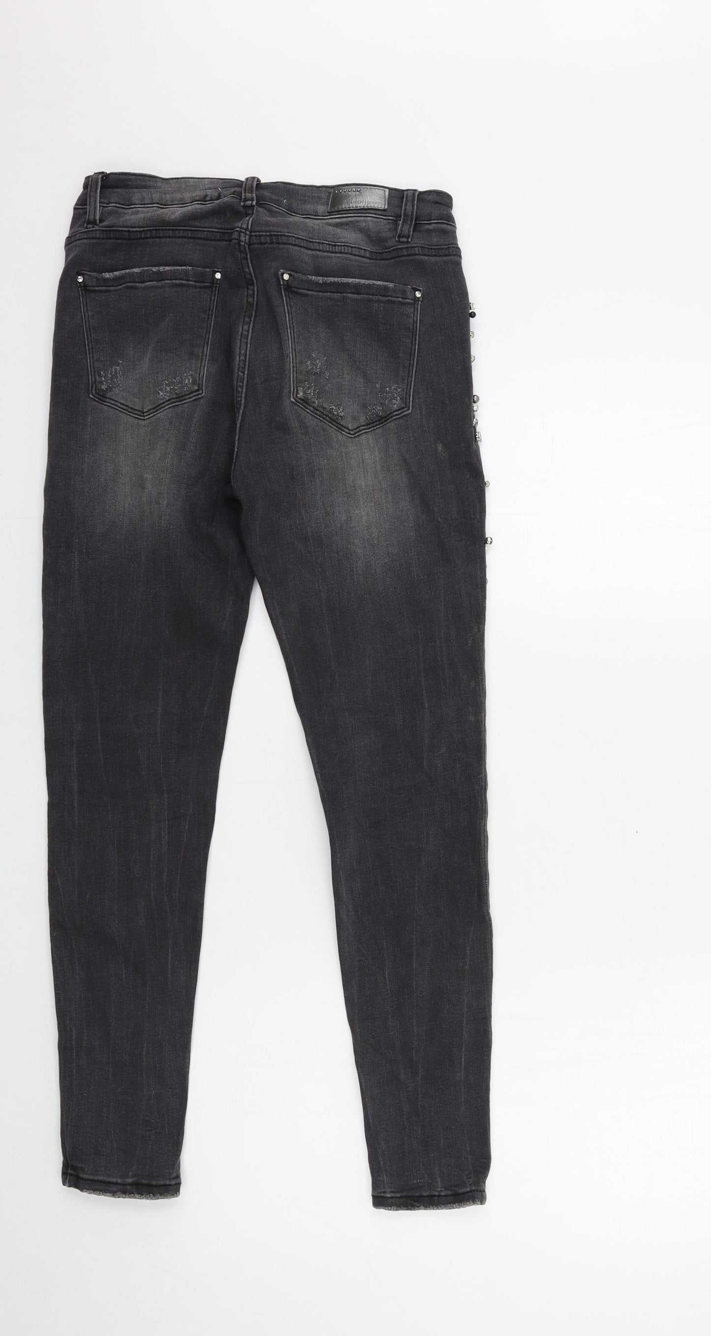 Queen Hearts Womens Black  Denim Skinny Jeans Size 26 in L27 in