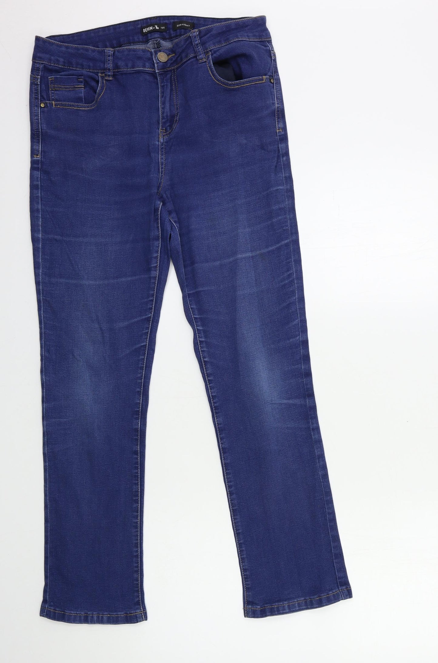 TU Womens Blue  Denim Straight Jeans Size 12 L28 in