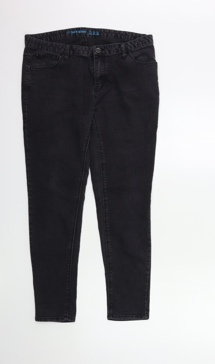 Denim & Co. Womens Black Denim Skinny Jeans Size 14 L27 in