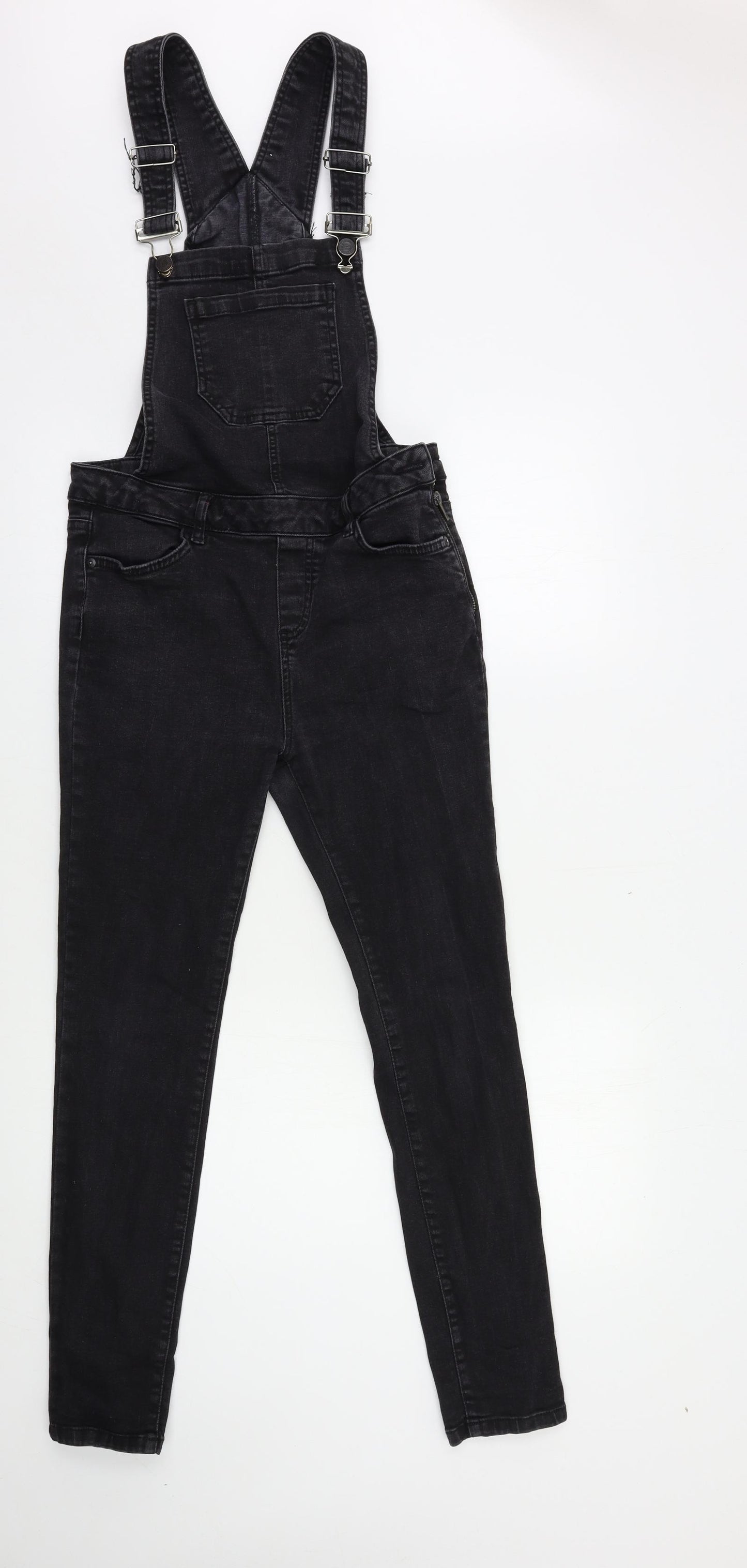 New Look Womens Black  Denim Dungaree One-Piece Size 10